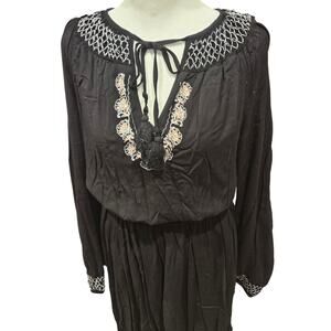 Torrid 2 xxl dress long sleeve black Whimsigoth flowy boho smocked flattering